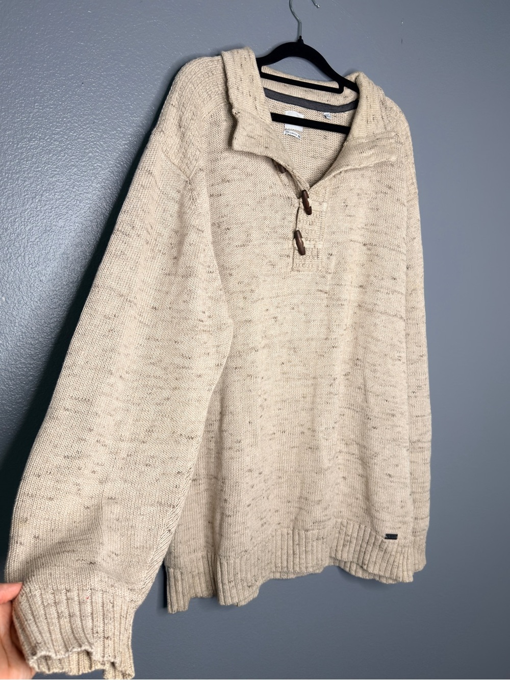 Men's Cream Knit Classic Old Money Sweater Henley The Lincoln XXL